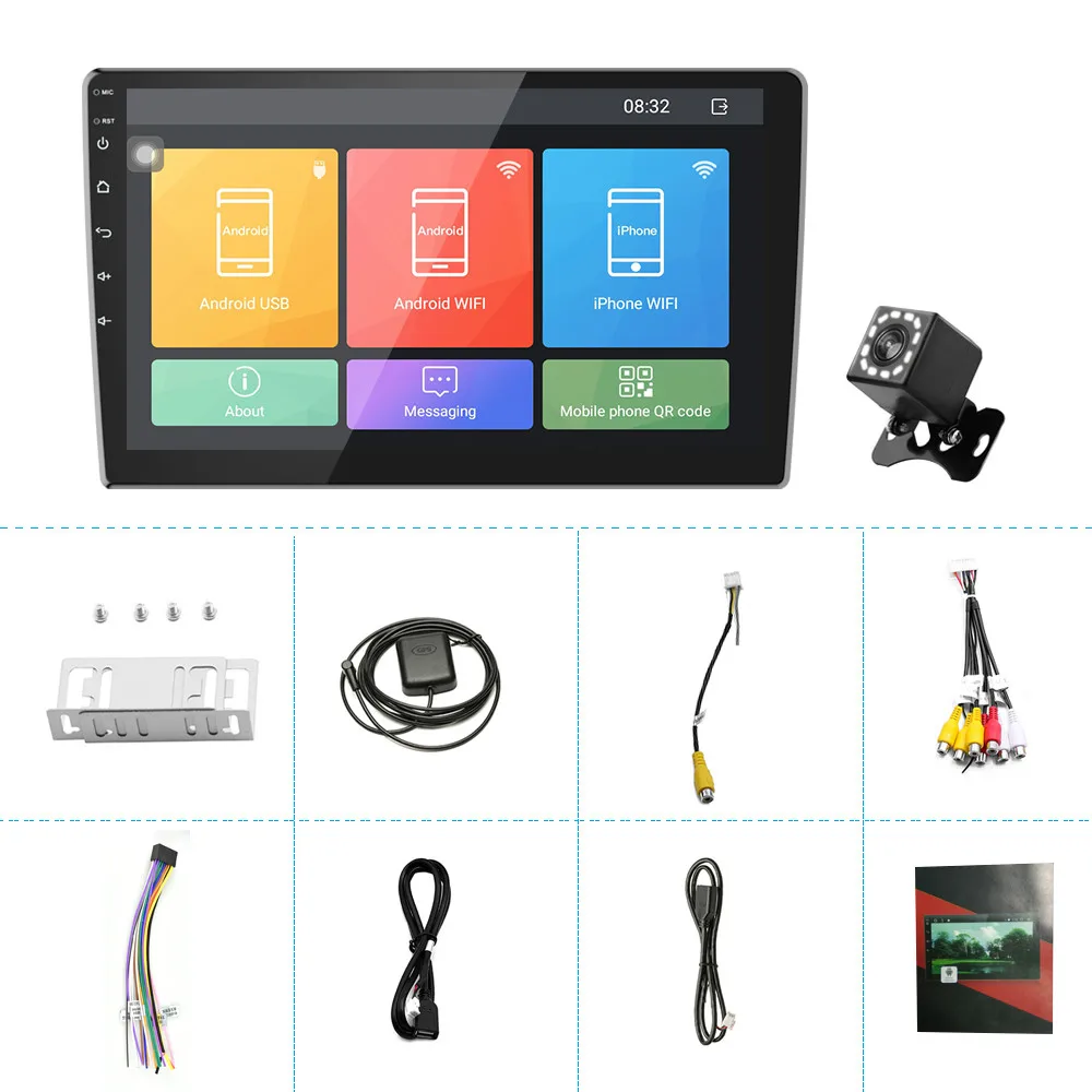 With 12 LED Camera Автомобильный радиоприемник Podofo 2Din 10," HD Mirror link Автомобильный мультимедийный автомобильный радиоприемник с Bluetooth 2.5D Закаленное стекло сенсорный экран автомобильный MP5 плеер - Цвет: With 12 LED Camera