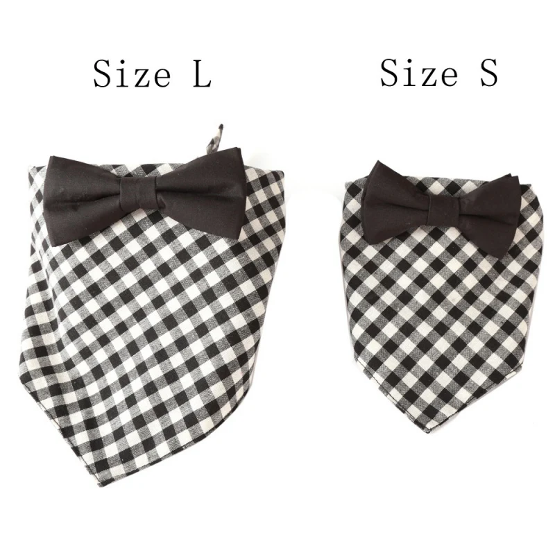 

Dog Cotton Bandana Plaid Neck Strap With Bow Pet Grooming Costume Accessories Decorative Collar dropship