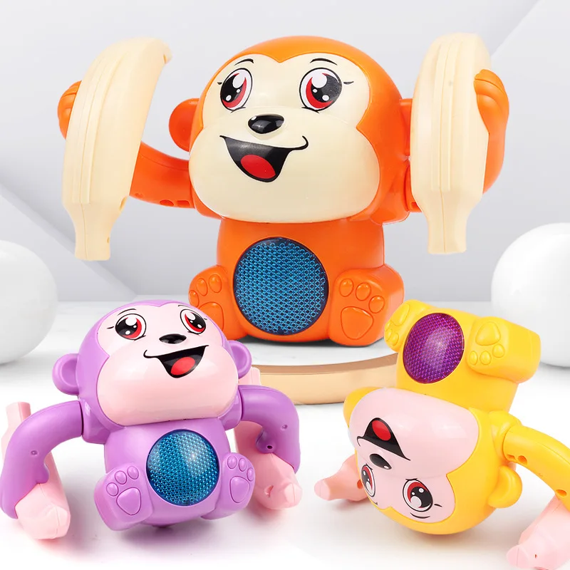 Baby Electric Voice Control Rolling Little Monkey Toy Lights Music Sing Brain Game Interactive Crawling Induction Toys for Kids | Игрушки и