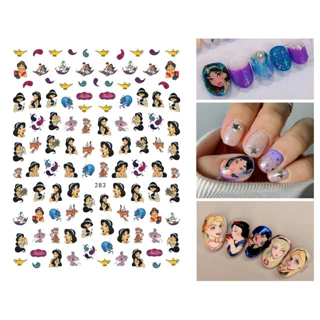 1PCS Disney Cartoon Anime Collection Star Design Nail Sticker Mickey Mouse Donald Duck Lion King Mermaid Stitch Nail Slider WG283