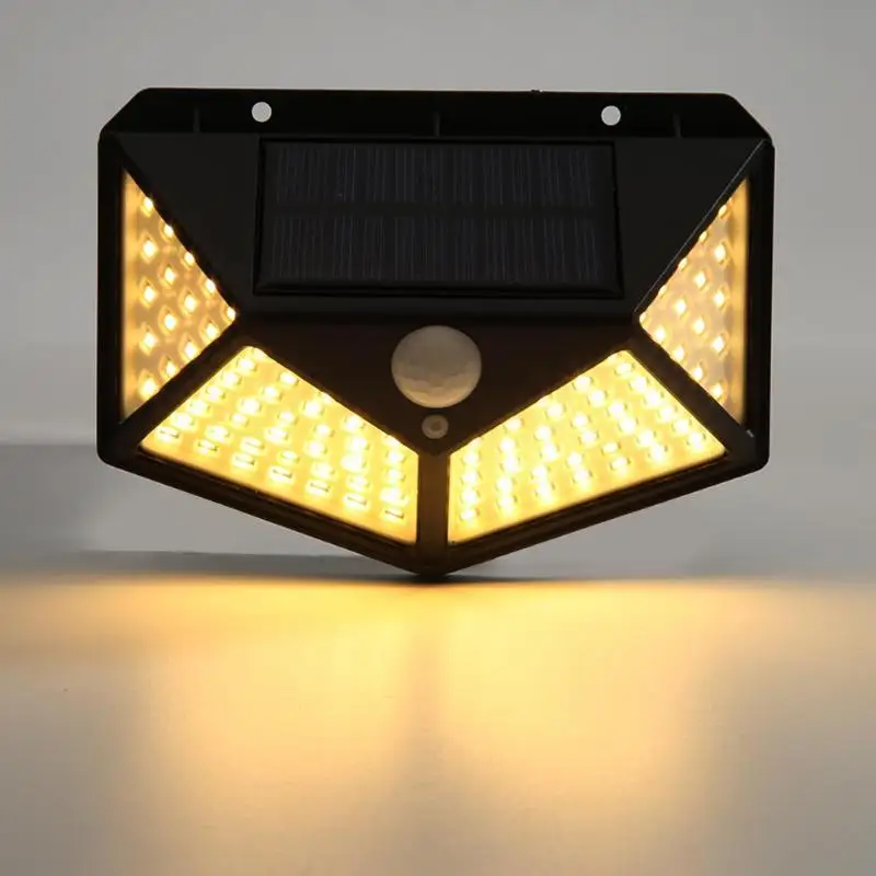 Открытый 100LED солнечной движения Сенсор настенный светильник Водонепроницаемый во дворе безопасности лампа Поддержка дропшиппинг