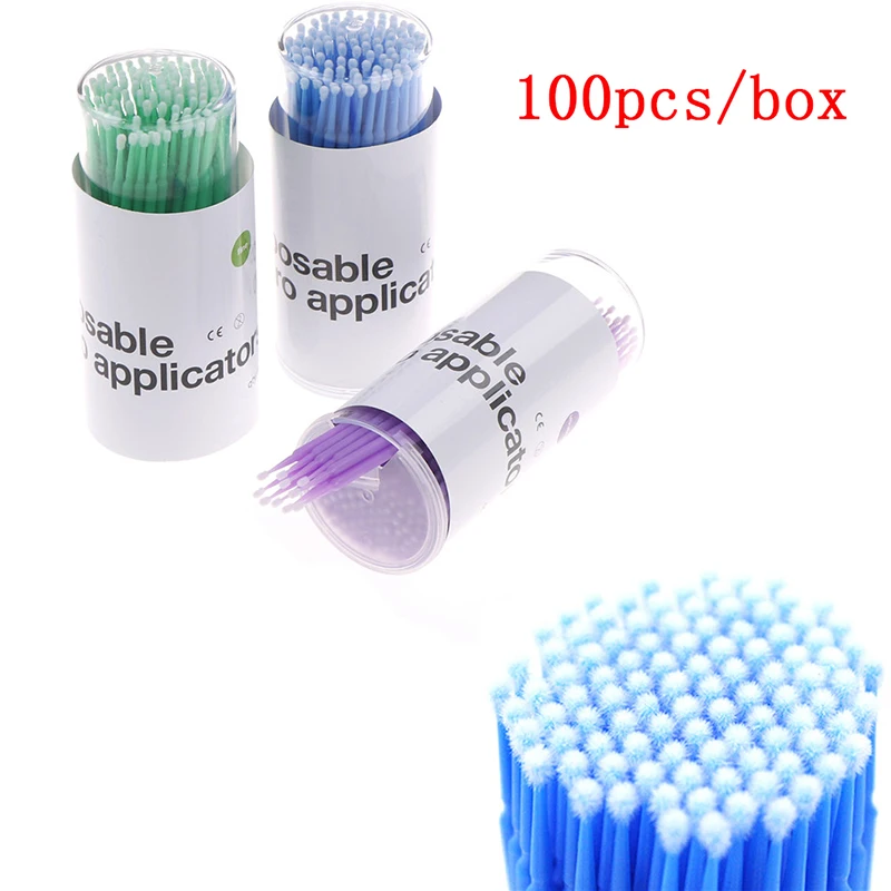 100pcs 3 Color Micro Disposable Eyelash Extension Individual Lashes Removing Swab Makeup Tool