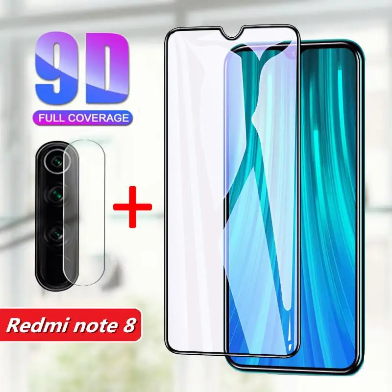 2 In 1 9d Protective Glass for Redmi Note 8 Pro Camera Len Protector Xiaomi 8A 8T 8Pro Tempered Full Film | Мобильные телефоны и