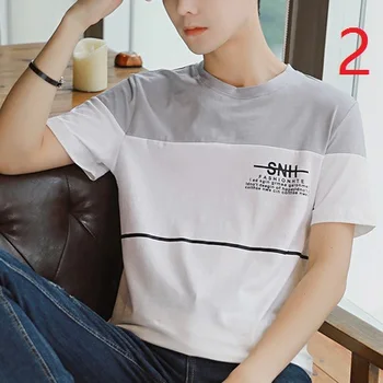 

2019 summer short-sleeved men's T-shirt trend boys new cotton t-shirt loose round neck half-sleeved shirt