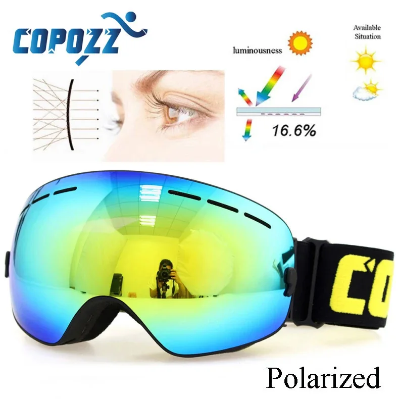 Поляризационные очки COPOZZ лыжные с двойными линзами UV400 Анти туман большие для