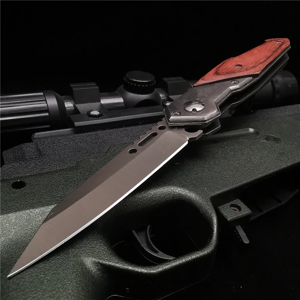58HRC Folding Knife Pocket Sharp Stainless Steel 8CR15MOV Blade Steel Outdoor E 