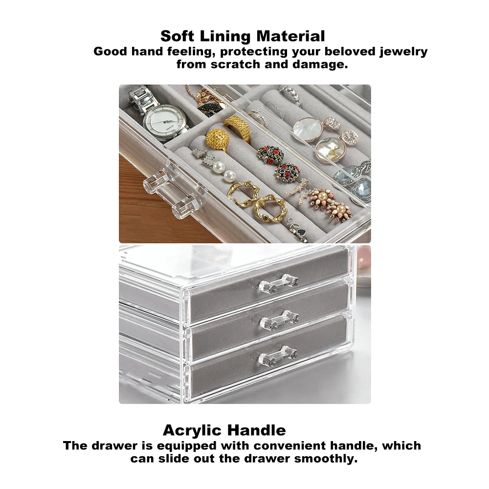 

Makeup Tool Kits Large Capacity 3 Layers Transparent Acrylic Storage Box Cosmetic Jewelry Drawer Organizer make up Accessories