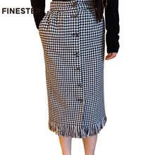 Высокая мода сетки Длинные юбки весна осень дизайн однобортные женские юбки с карманами женские юбки с кисточкой дизайн