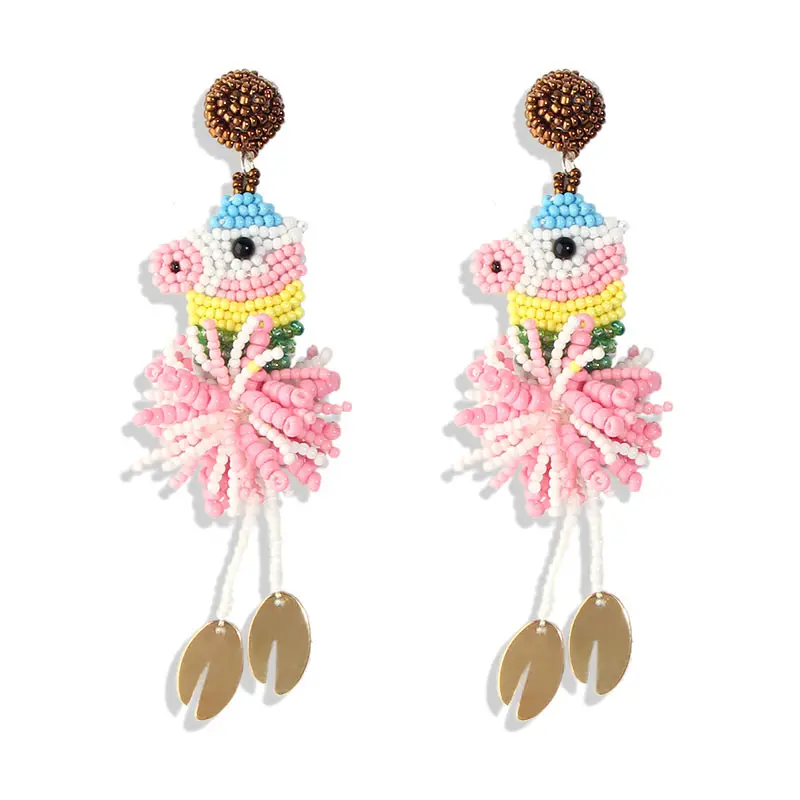 Flatfoosie, модные серьги-капли с бусинами Санта Клауса для женщин, Boho, ручная работа, бусы, милый снеговик, массивные серьги, Висячие ювелирные изделия