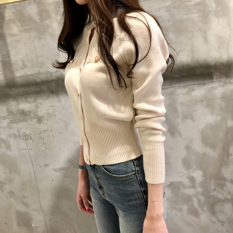 Women's Short Sweaters Autumn Winter Cardigans Knitted Button Single Breasted Fashion Korean Style Solid Tops Sweater |