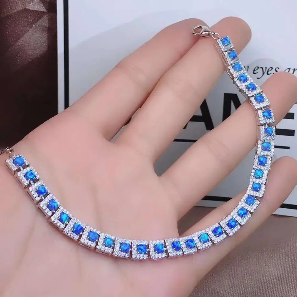 

Браслет женский из серебра 100% пробы, кольца с драгоценными камнями натуральный опал