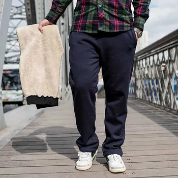 

Trendy Winter Warm Joggers Men Fleece Sweatpants Straight Loose Baggy Trousers Thick Cotton Pants Plus Size 5XL Men Clothing