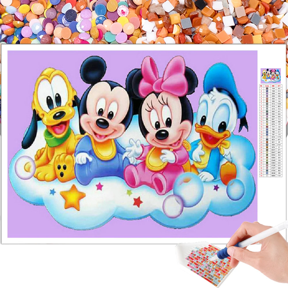 Diamond Painting Mosaic Embroidery Cartoon Mickey Minnie Baby Animal 5D DIY Cross Stitch Kit Art Gift Round Square Home Decor
