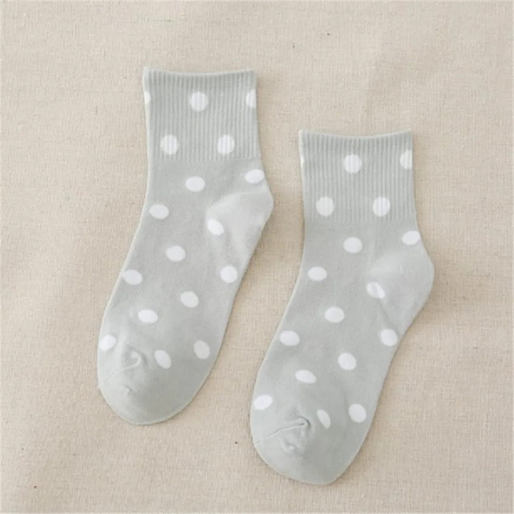 Japanese Korea High School Girls High Dot Retro Socks Loose Solid Colors Double Needles Knitting Cotton Long Socks Women