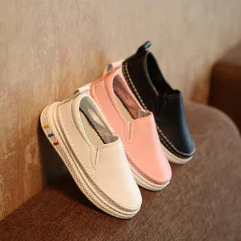 

Children's Shoes Girls Loafers Slip on Flats Casual Shoes Kids Boys Pu Leather Sneakers Breathable 2020 New Arrive
