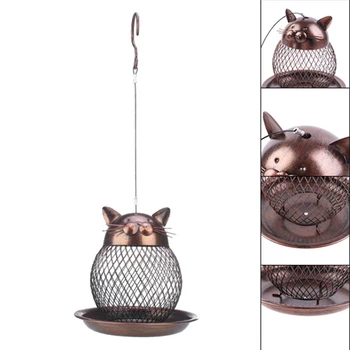 

Bird Feeder Cat Shaped Vintage Handmade Outdoor Decor Villa Garden Decoration Hanging Bird