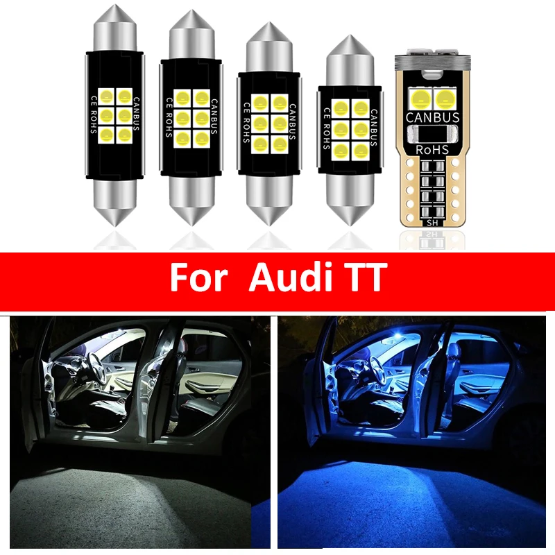 

12Pcs Car White Interior LED Light Bulbs Package Kit For Audi TT MK2 2008-2015 Map Dome Trunk Lamp Ice Blue