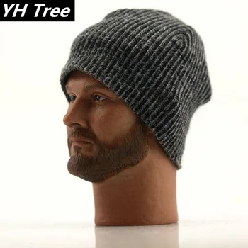

1/6 Scale Male Youth Trendy Soldier Gray Black Two Plush Hat Model Men Wool Cap Mountaineering Cap for 12'' Action Figure Toys