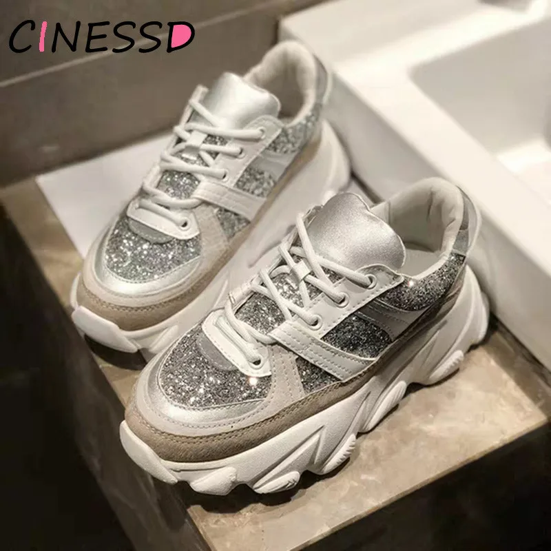 

White Chunky Sneakers Women Trainers Dad Platform Shoes Woman Sneakers 2019 New Casual Shoes Wedges basket Zapatillas Mujer