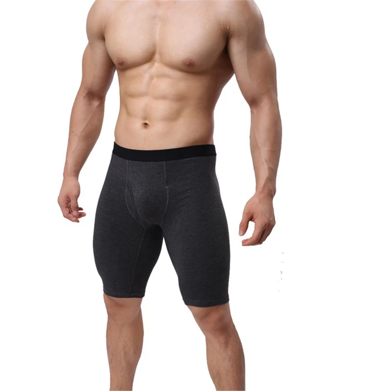 Мужские спортивные шорты, нижнее белье, боксеры для фитнеса, хлопковые, длинные, дышащие, под брюки, короткие штаны, тренировочные трусы