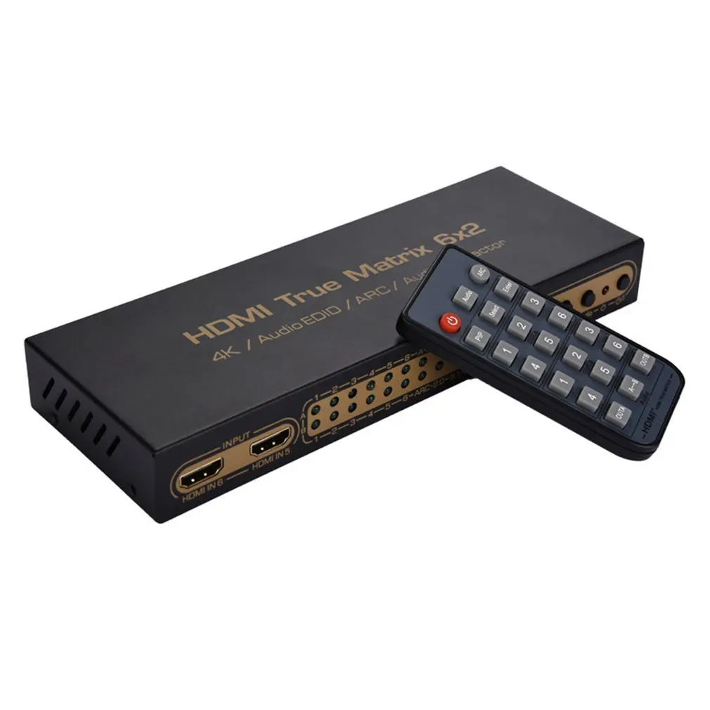 HDMI Matrix 6x2 PIP HDMI коммутатор или разветвитель 6 в 2 out конвертер 1,4 в до 4 к/3D Поддержка 5.1CH аудио EDID/ARC/аудио экстрактор - Цвет: Black