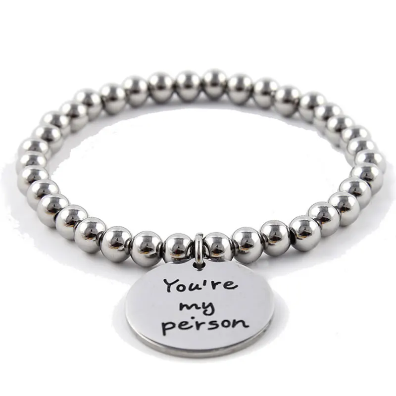 Браслеты из нержавеющей стали с бусинами, браслеты с надписью «You Are My Person», Шарм в стиле хип-хоп, титановая сталь, мужские ювелирные изделия, подарок на день Святого Валентина