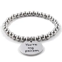 Браслеты из нержавеющей стали с бусинами, браслеты с надписью «You Are My Person», Шарм в стиле хип-хоп, титановая сталь, мужские ювелирные изделия, подарок на день Святого Валентина