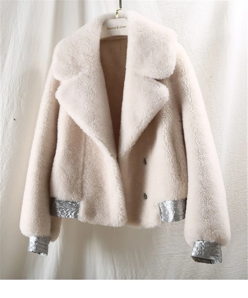 MAOMAOFUR пальто из натурального меха для женщин леди наурал овечья стрижка зимнее пальто короткая женская одежда Мода шерстяное пальто куртка