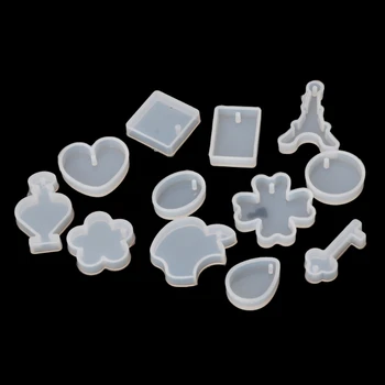 

12pcs Silicone Jewelry Mold Resin Making Pendants Necklace Bracelet Earrings DIY Dried Flower Resin Decorative DIY Hand Crafts