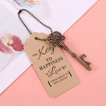 

50x Vintage Skeleton Key Bottle Opener +Tags Card Wedding Party Favors Souvenirs