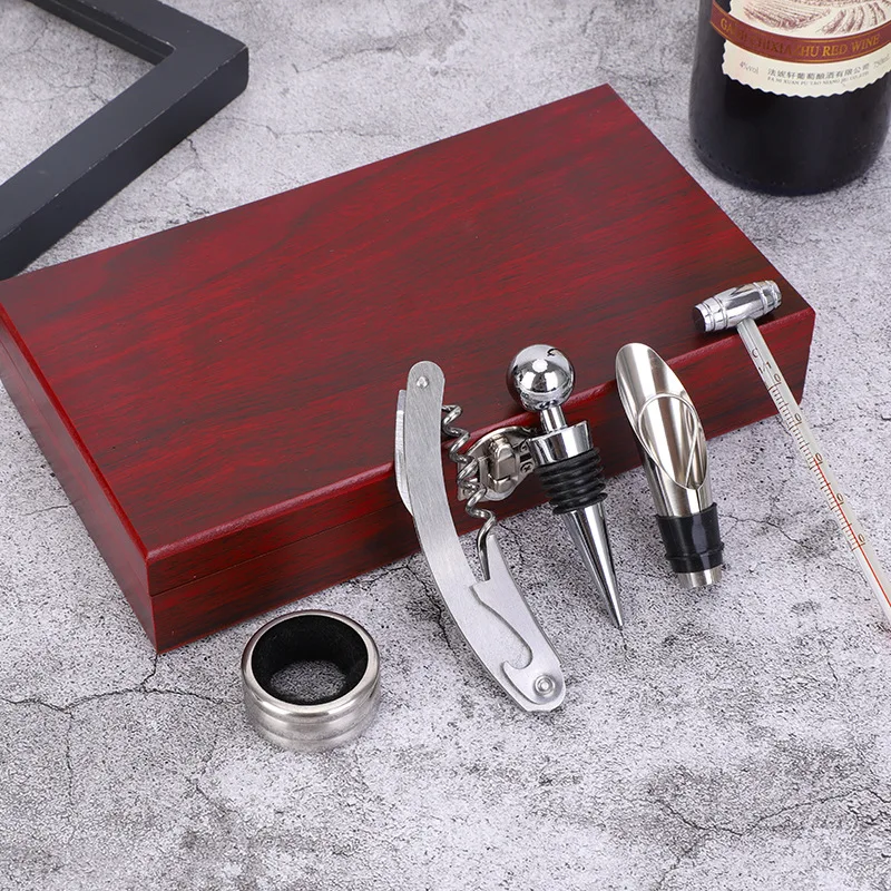 

Wine tool wooden box five-piece stainless steel wine bottle opener wine set