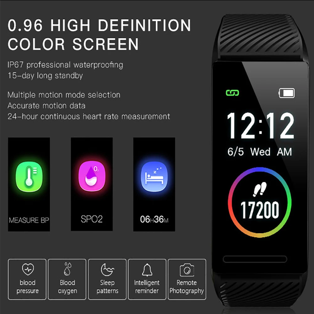 Bluetooth Smartwatch Водонепроницаемый Смарт Браслет для измерения кровяного давления сердечный ритм активности фитнес Смарт-браслет для мужчин и женщин Смарт-часы