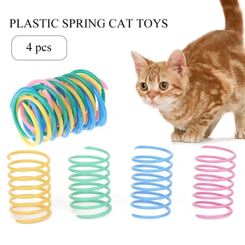 

4PCS Funny Pet Toys Cat Spring Coil Spiral Toy Creative Plastic Cat Interactive Toy Pet Play Toys For Cats Kitten Pet Supplies