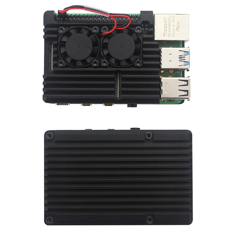 Raspberry Pi 4 с двумя вентиляторами Модель B/3B +/3B цвета Алюминиевый металлический