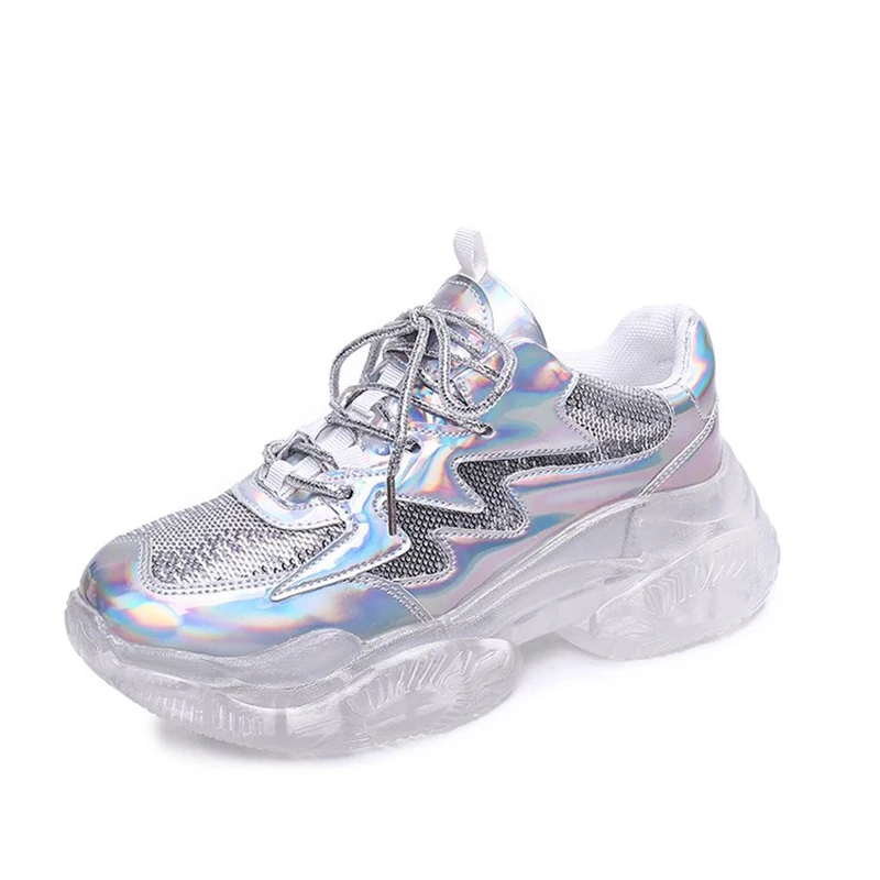 

Women Chunky Shoes 2019 Basket Casual Woman Metallic Sequin Women Glitter Platform Sneakers Height Increase Vulcanize Dad Shoes
