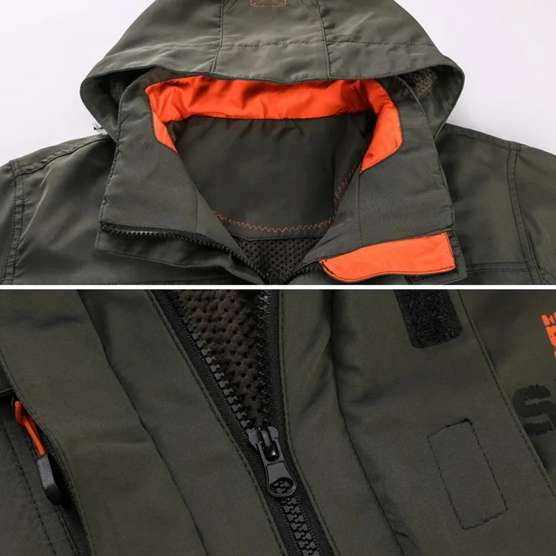 Мужская куртка-бомбер на осень и зиму с несколькими карманами, водонепроницаемая военная тактическая куртка с капюшоном, ветровка, Мужское пальто, верхняя одежда stormwear