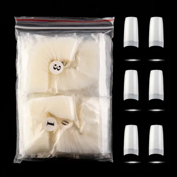 

500 Chip Bag Nail Tips Flat DIY Extended Fake Nails Patch Transparent 3 Color Selectable