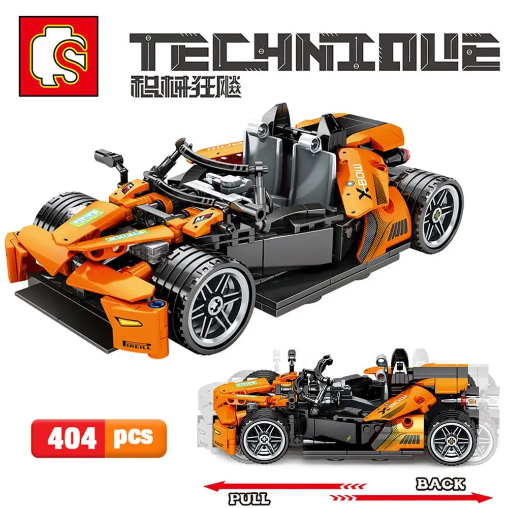 

SEMBO Technic Racing Car Pull Back MOC Building Blocks Speed Champion Supercar Model Kits Educational Toys for Boys Gifts