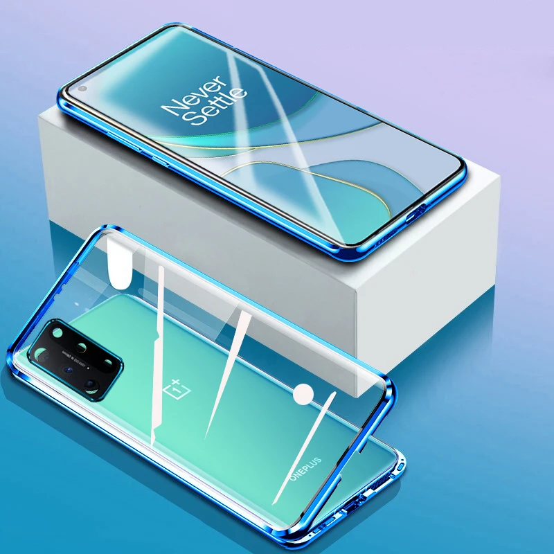 Magnetic Wireless Charging Case For Oneplus 12 11 10 Pro Aluminum Metal Bumper Camera Protector Acrylic Phone Cover Nord 2 CE 5G