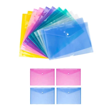 

12 Pcs Envelope File Document Folder Clear Document Envelope Organizer with Snap Button(Blue)