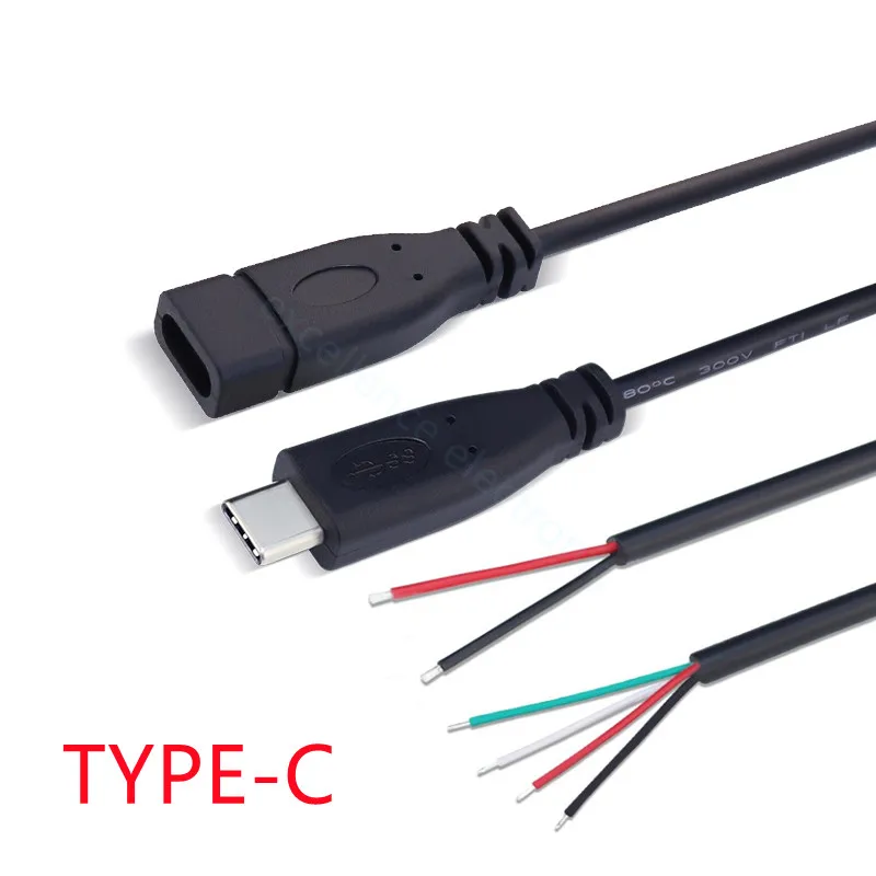 1 шт. 25 см 2pin 4pin провод USB 2.0 Тип C штекер удлинитель сварочный USB-C DIY ремонт кабель