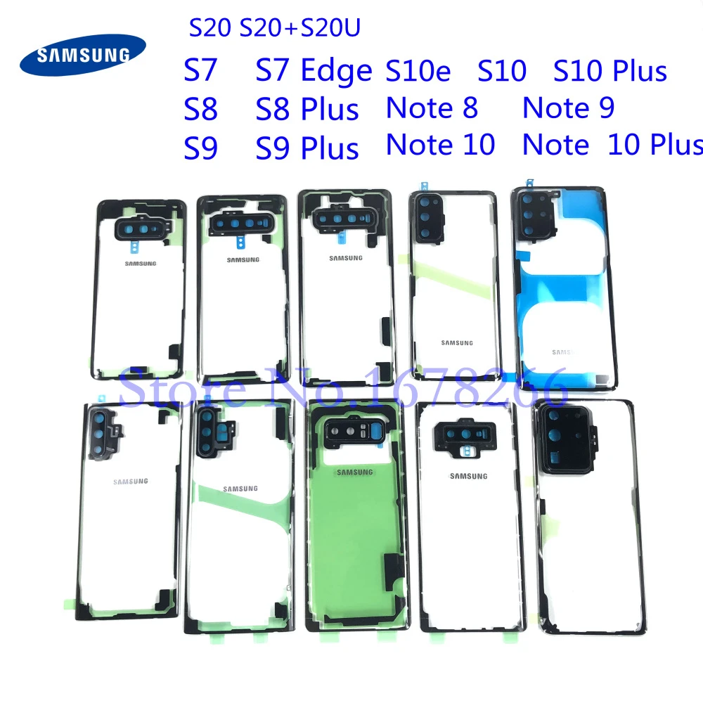 Корпус аккумулятора для Samsung Galaxy S7 Edge S8 S9 S10 S20 Plus S10e S20U Note 8 9 10 20 прозрачная дверь со