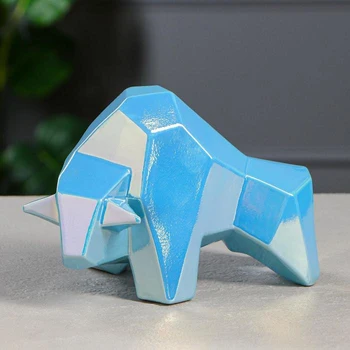 

Piggy bank "Bull", origami, blue pearls, 15 cm