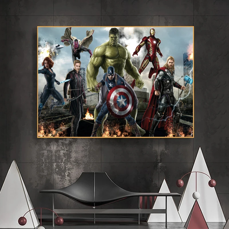 Disney pintura em tela marvel endgame super-herói vingadores filme cartaz  homem de ferro thor capitão américa impressão da parede decoração casa -  AliExpress