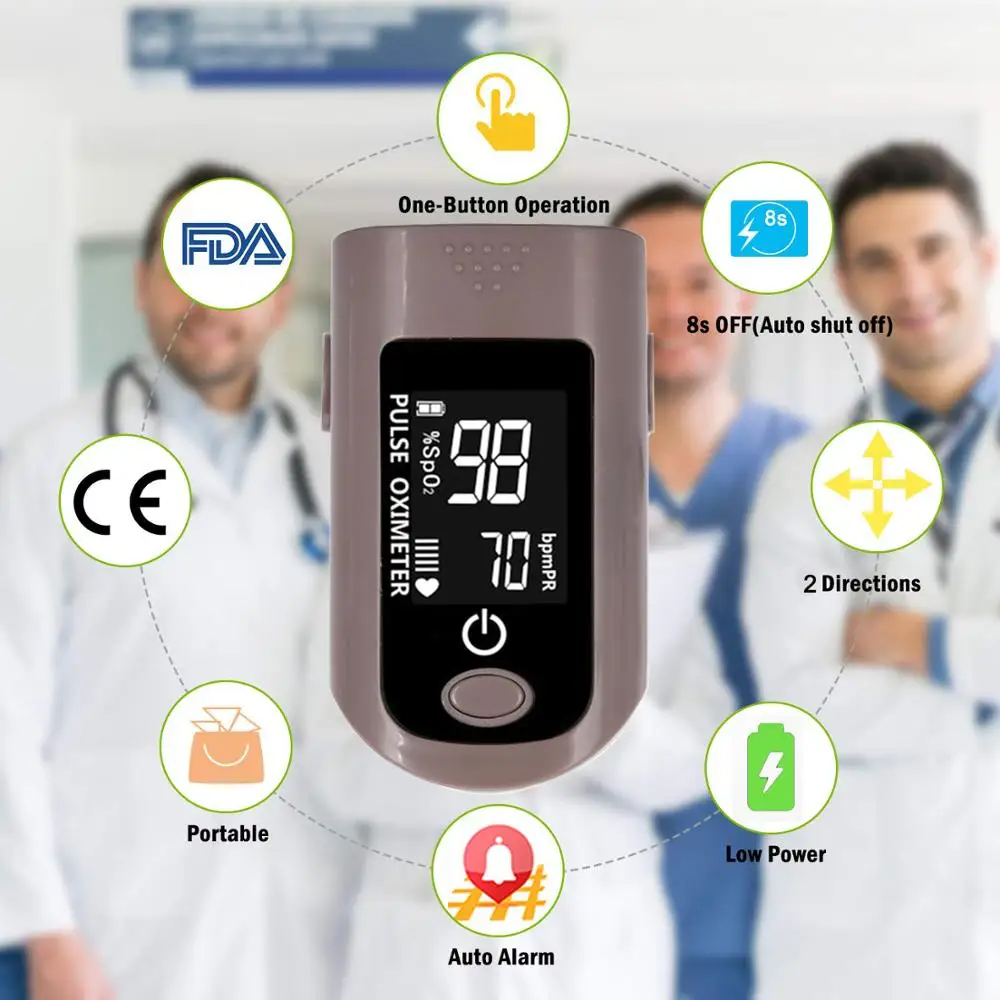 OLIECO, новейший Пульсоксиметр для пальцев, портативный измеритель насыщения крови кислородом, домашний тревожный прибор SPO2 PR Momitor, 6 режимов, ЖК-дисплей