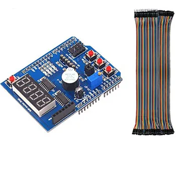 

2 Pcs Multifunctional Shielding Multifunctional Expansion Board Module,with Buzzer LM35 4LED, with Four Digital Displays