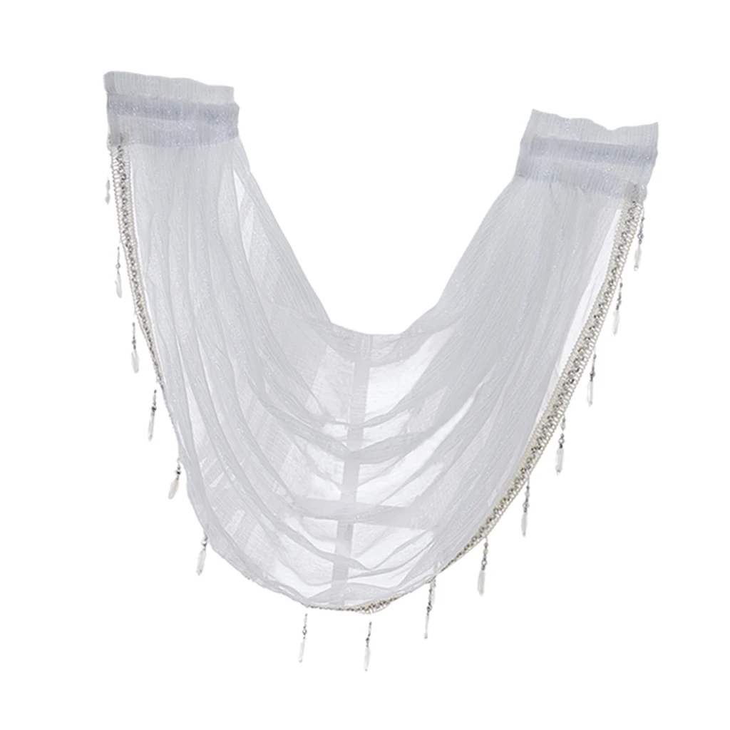 1 Panel Rod Pocket Glitter Window Valance Sheers Embroidered Lace Half-Curtains Window Tiers Curtain Valance Window Drape