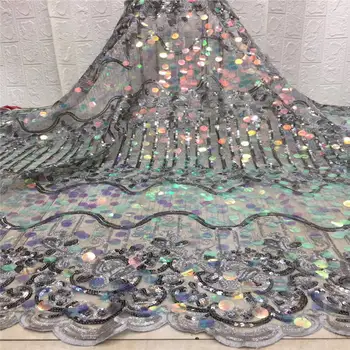 

African Lace Fabric 2020 3D Appliques Fabric High Quality 3d sequins big Lace Fabric African French Tulle Lace For Wedding