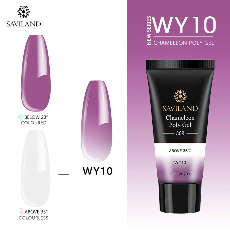 WY10 SAVILAND 30g Color Changing Poly Gel Acryl Gel UV Builder Gel Clear Pink Varnish Soft No Burnning Cover Natural Gel Polish - Цвет: WY10
