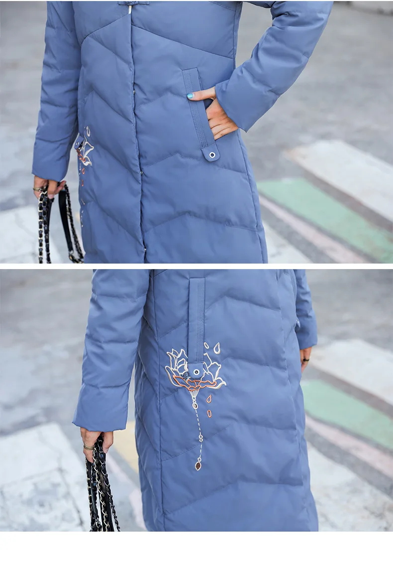 Женские куртки на утином пуху большого размера, Женская Толстая удлиненная зимняя утепленная куртка, Женская куртка-пуховик, большие размеры 6XL, JK-821